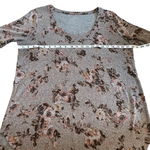 Maurice’s 24/7 Tunic Tee Light Brown Floral Sz Large - Picture 5 of 6